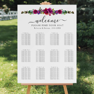 Elegant pink purple watercolor wedding seating foam board