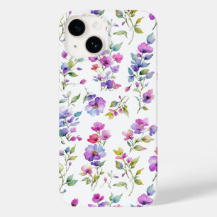 Elegant pink purple watercolor wildflowers Case-Mate iPhone 14 case