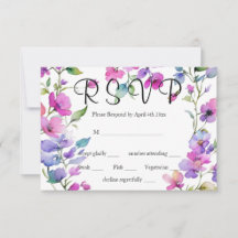 Elegant pink purple watercolor wildflowers