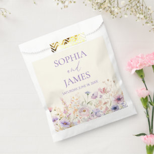 Elegant Pink Purple Wildflower Meadow Wedding Favor Bag