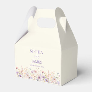 Elegant Pink Purple Wildflower Meadow Wedding Favor Boxes