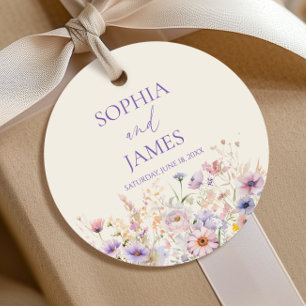 Elegant Pink Purple Wildflower Meadow Wedding Favor Tags