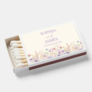 Elegant Pink Purple Wildflower Meadow Wedding Matchboxes