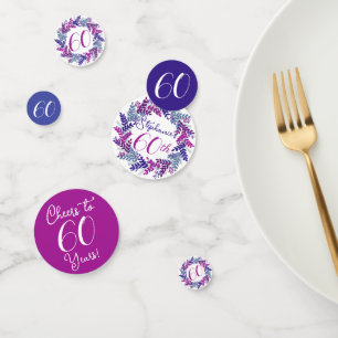 Elegant Pink Purple Wreath 60th Birthday Confetti