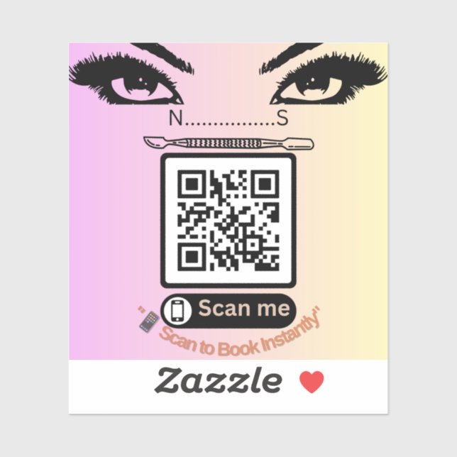 Elegant Pink QR Code Sticker – Book Now Beauty Sal (Sheet)