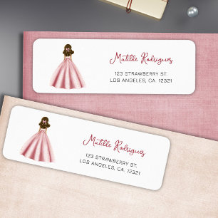 Elegant Pink Quinceanera Birthday Return Address Label