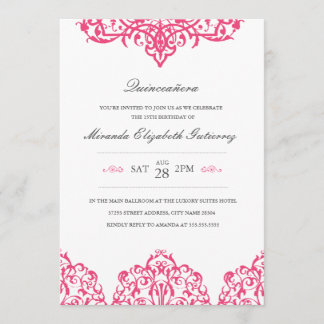 Elegant Pink Quinceañera Invitation