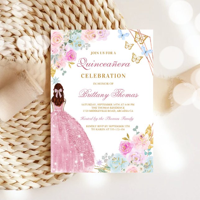 Elegant Pink Quinceañera Invitation (Creator Uploaded)