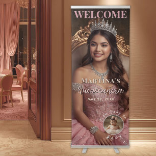 Elegant Pink Quinceañera Welcome Banner