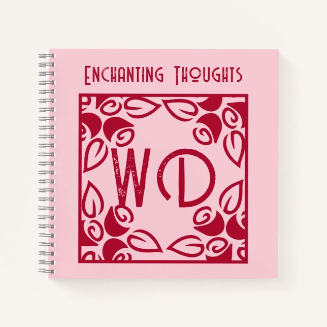 Elegant Pink, Red Floral Art, Personalized Journal (Front)