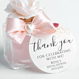 Elegant Pink & Red Floral Bridal Shower Thank You Classic Round Sticker