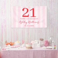 Elegant Pink Red Modern 21st Birthday