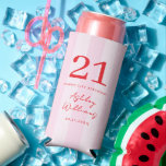 Elegant Pink Red Modern 21st Birthday Seltzer Can Cooler<br><div class="desc">Create your own personalized 21st birthday can cooler featuring modern typography in pink and red color.</div>