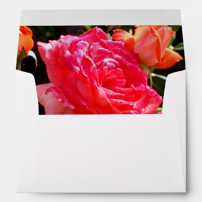Elegant pink red orange floral roses envelope (Back (Bottom))