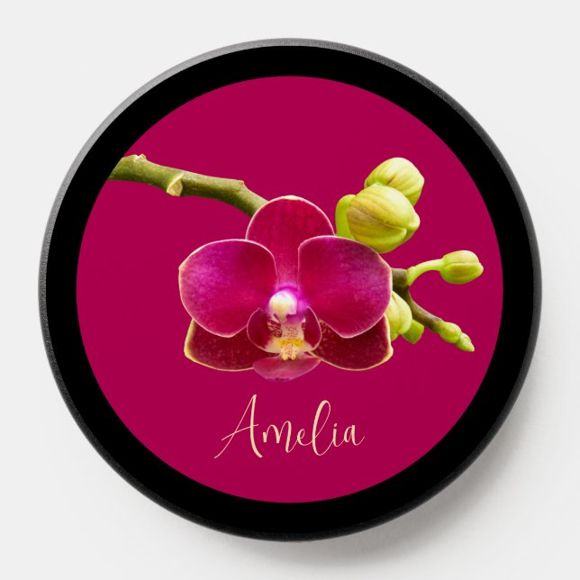 Elegant Pink Red Orchid Flower Personalized  PopSocket (Popsocket)