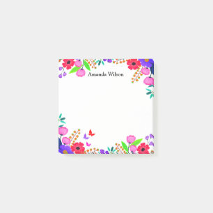 Elegant Pink Red Purple Flowers And Butterfly Post-it Notes