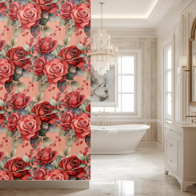 Elegant Pink Red Roses Shower Curtain (Creator Uploaded)