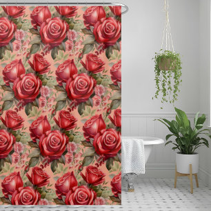 Elegant Pink Red Roses Shower Curtain