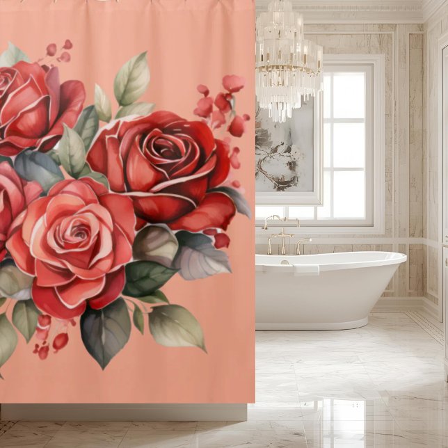 Elegant Pink Red Roses Shower Curtain (Creator Uploaded)