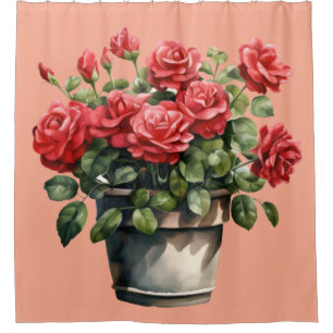 Elegant Pink Red Roses Shower Curtain
