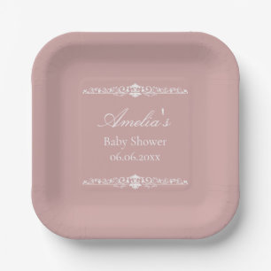 Elegant Pink Regency Style Baby Shower Paper Plates
