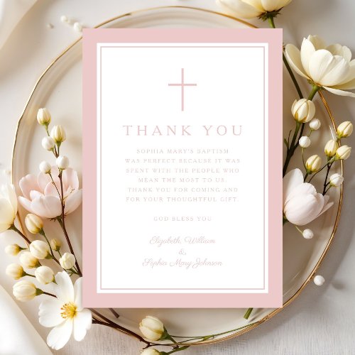 Elegant Pink Religious Cross Girl Baptism