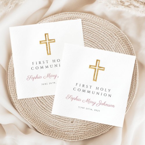 Elegant Pink Religious First Holy Communion