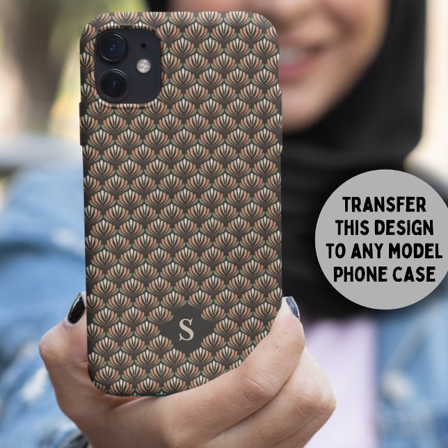 Elegant Pink Retro Floral Pattern Monogram Case-Mate iPhone Case (Creator Uploaded)