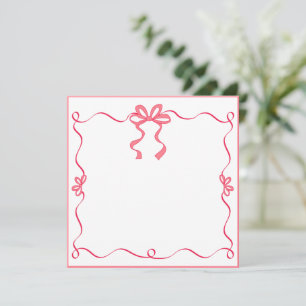 Elegant Pink Ribbon I Thank You, Girly Desk Gift Note Card