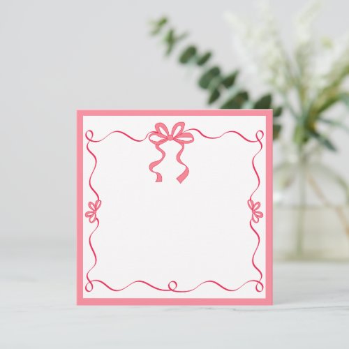 Elegant Pink Ribbon I Thank You, Girly Desk Gift Note Card