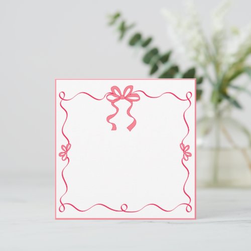 Elegant Pink Ribbon –Thank You, Girly Desk Gift Note Card