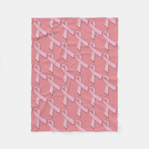 Elegant Pink Ribbon Tiled Pattern Fleece Blanket