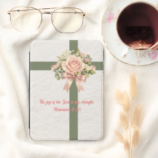 Elegant Pink Ribbon Watercolor Rose & Bible Verse Kindle Cover