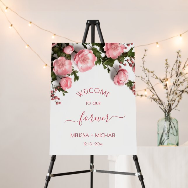 Elegant Pink Romantic 3D Roses Wedding Foam Board (In Situ (Stand))