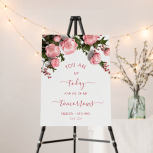 Elegant Pink Romantic 3D Roses Wedding Foam Board