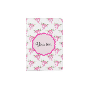 Elegant Pink Romantic Bows Passport Holder