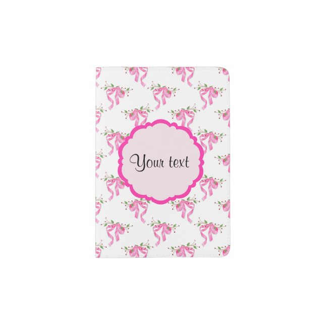 Elegant Pink Romantic Bows Passport Holder (Front)