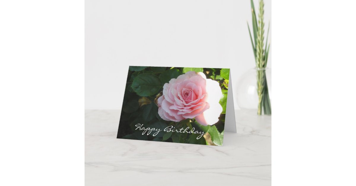 Elegant Pink Rose Birthday Card | Zazzle