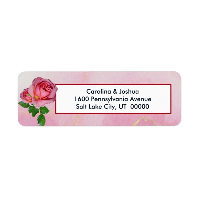 Elegant Pink Rose Bouquet Floral Label (Front)