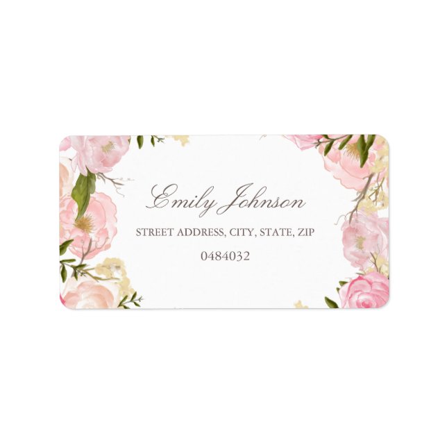 Elegant Pink Rose Bridal Shower Address Labels (Front)