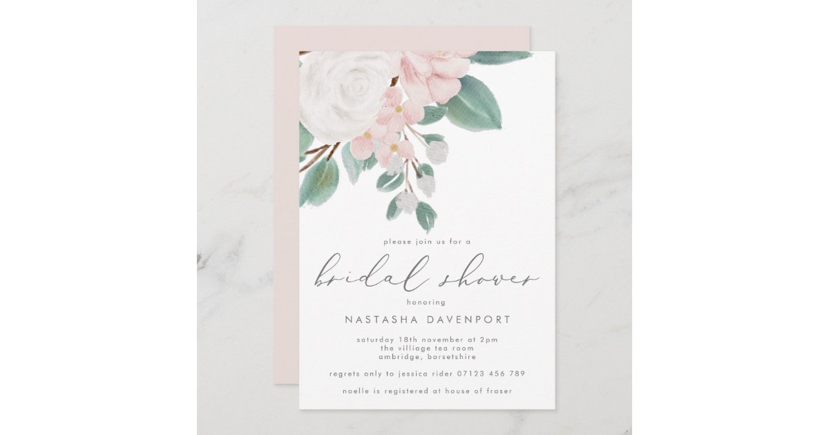 Elegant Pink Rose Bridal Shower Invitation | Zazzle