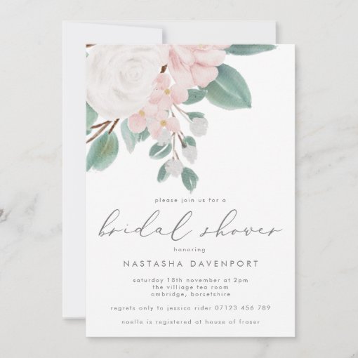 Elegant Pink Rose Bridal Shower Invitation | Zazzle