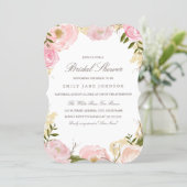 Elegant Pink Rose Bridal Shower Invite (Standing Front)