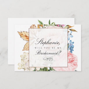 Elegant Pink Rose Bridesmaid Card