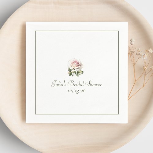 Elegant Pink Rose Classic Timeless Bridal Shower  Napkins