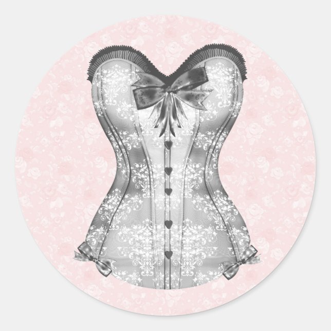 Elegant Pink Rose Corset Stickers (Front)