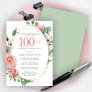 Elegant Pink Rose Floral 100th Birthday Party Invitation