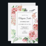 Elegant Pink Rose Floral 90th Birthday Party Invitation<br><div class="desc">An elegant choice for a birthday party invitation. Dusty pink roses, blossoms and berries create an open and airy floral frame. The soft sage green leaves and foliage give it a modern botanical vibe. Traditional and classic fonts and text give it a timeless quality. This item is part of the...</div>