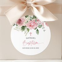 Elegant Pink Rose Floral Baptism