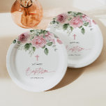 Elegant Pink Rose Floral Baptism Paper Plates<br><div class="desc">These are Elegant Pink Rose Floral Baptism Paper Plates!</div>